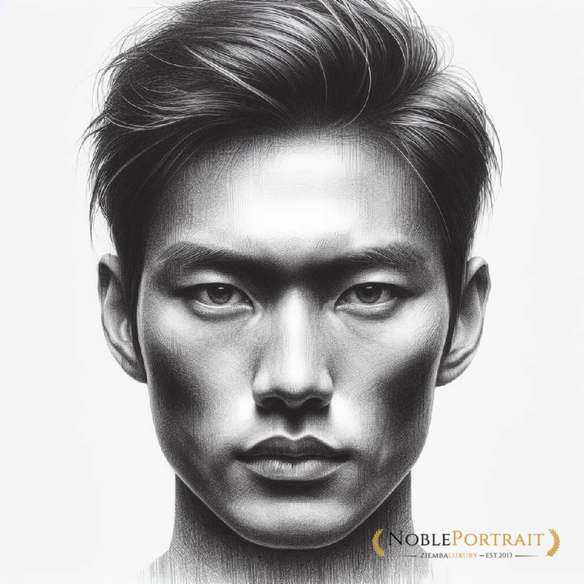 asian man pencil portrait