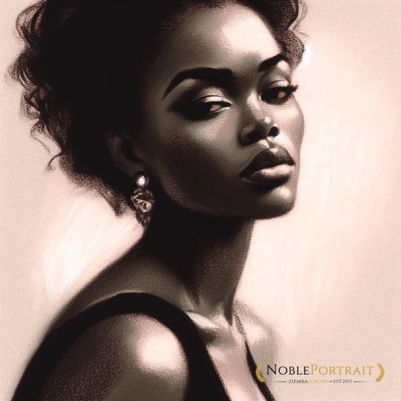 black pastel portrait drawing from a photo