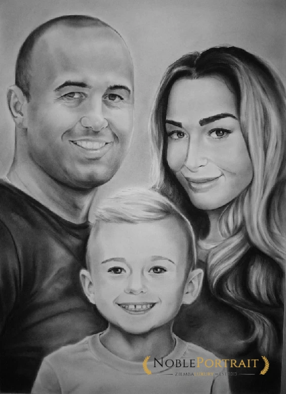 family black pastel portrait from photo