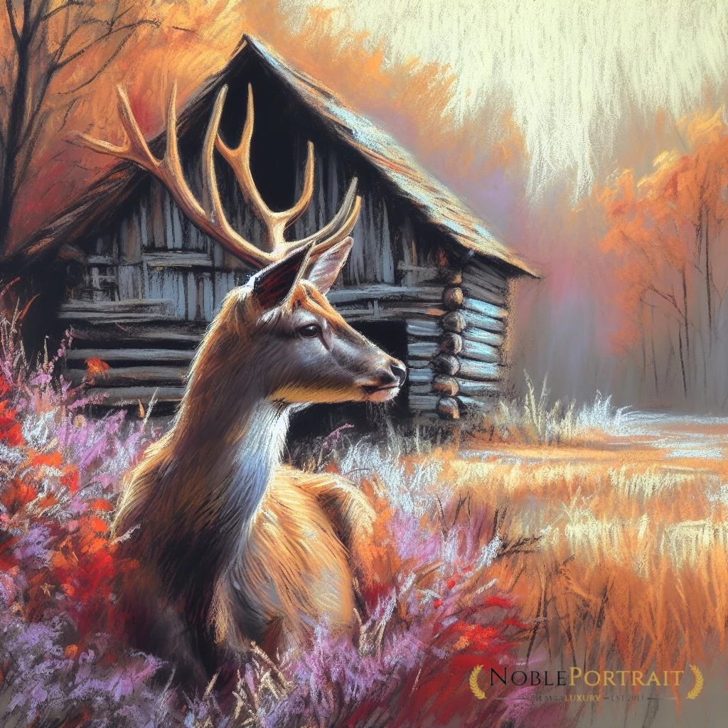 custom animal portrait of deer doe