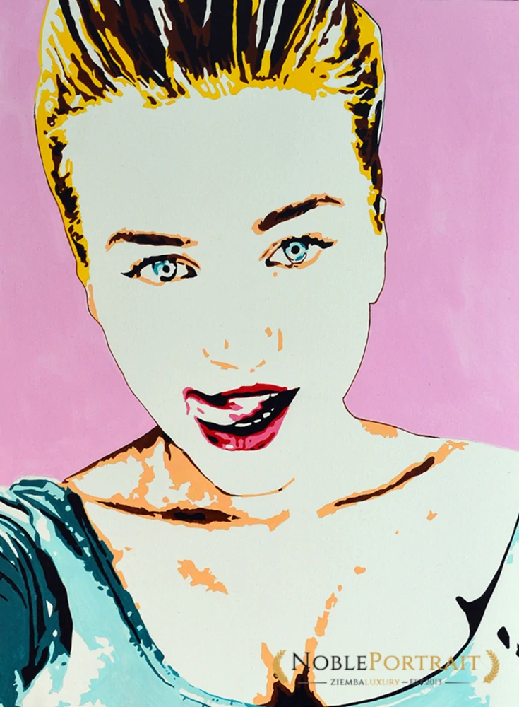 custom pop art portrait of a woman from photo