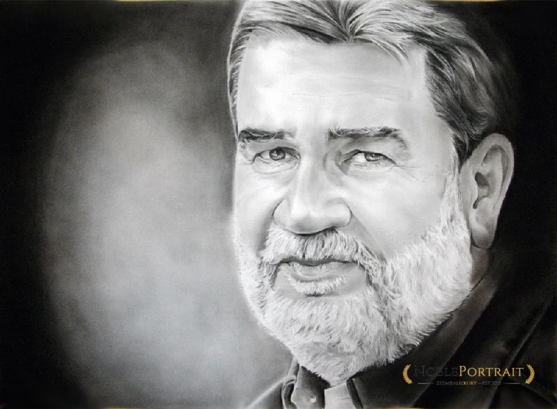 black pastel portrait from a photo