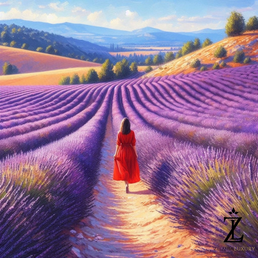 lavender field landscape painting photo