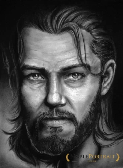 black pastel portrait of a man