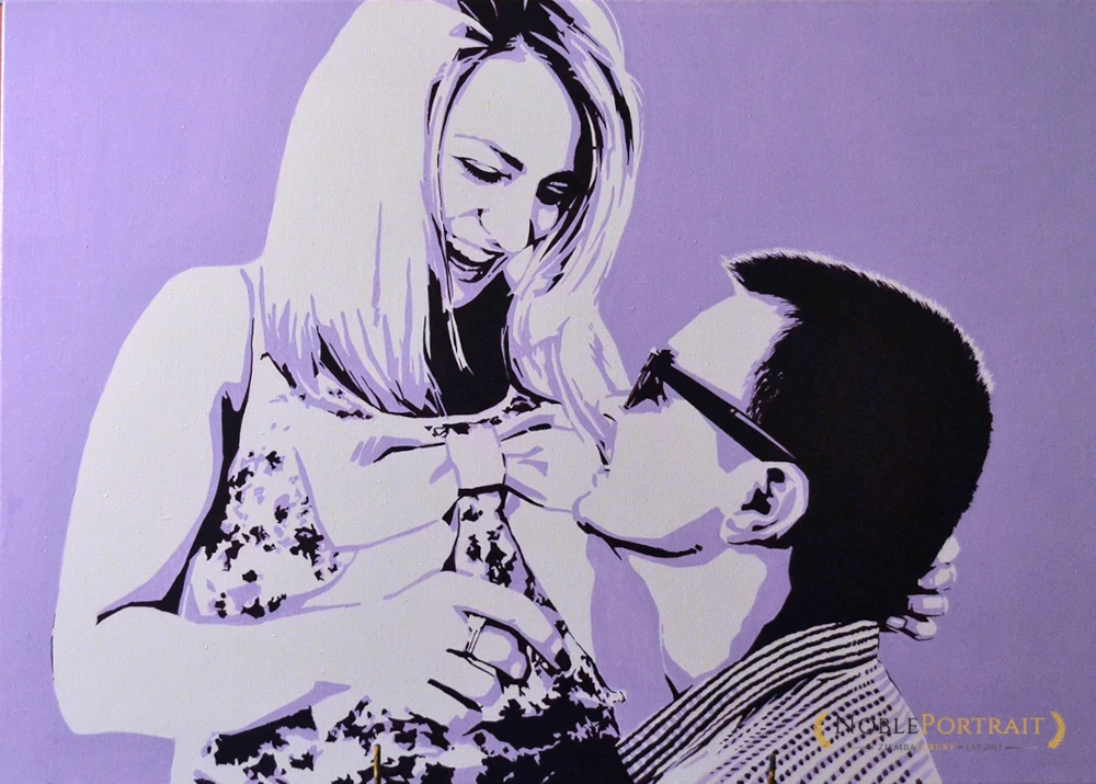 pop art portrait from photo of a couple