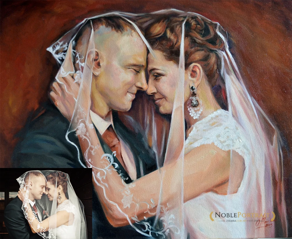wedding oil portrait painting from photo