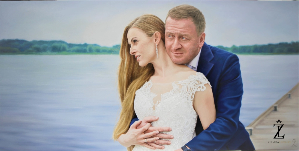 custom realistic painting of a couple