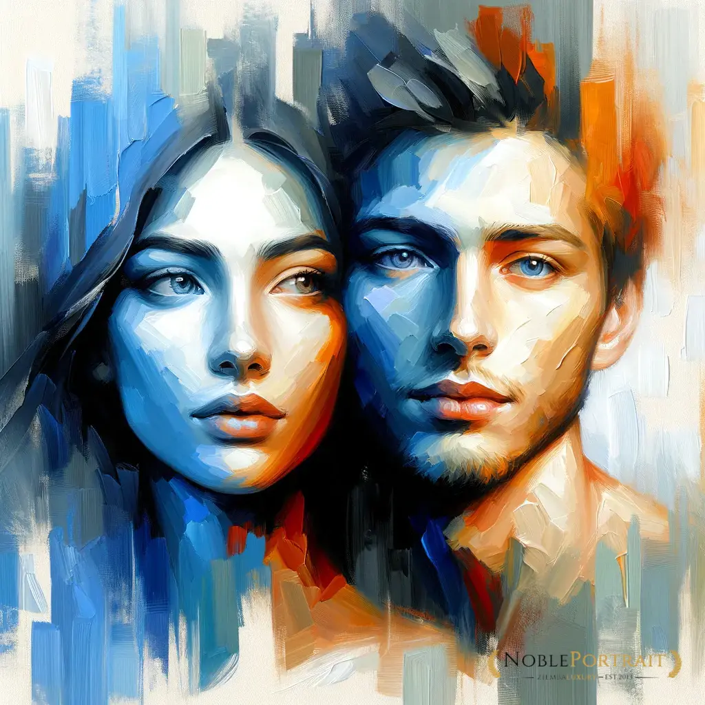 custom abstract portrait of a young couple